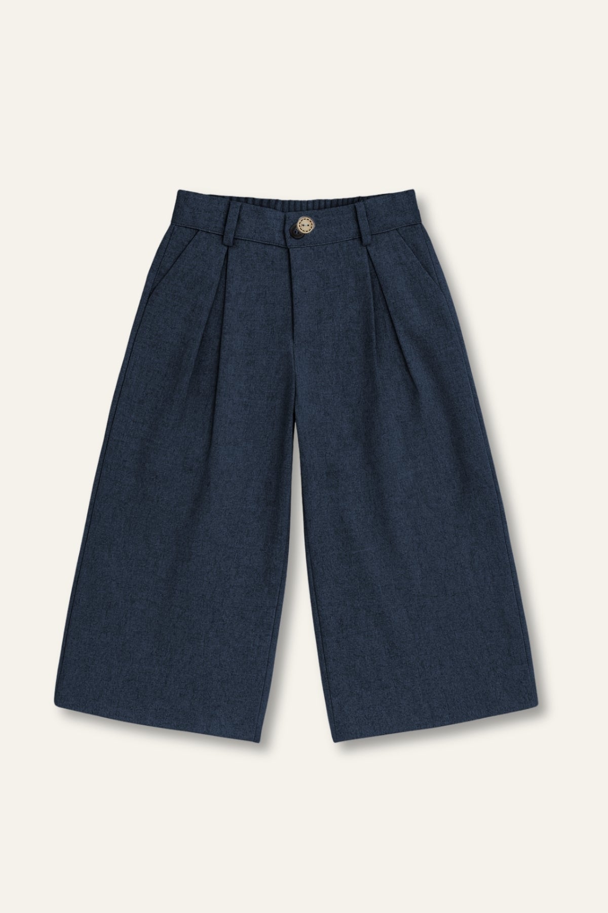Kız Çocuk İnce Kaşe Pileli Bol Pantolon