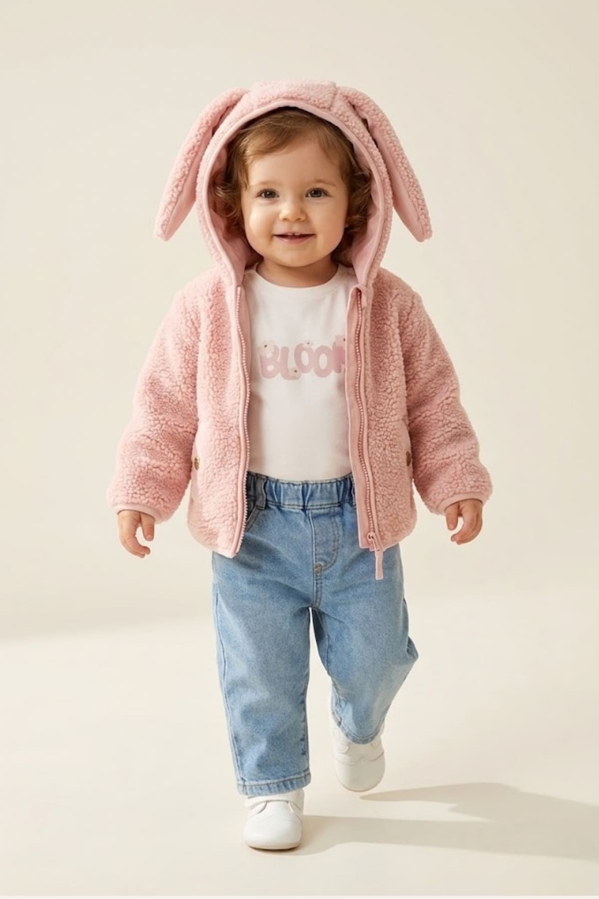 Kız Bebek Peluş Montlu 3 lü Takım