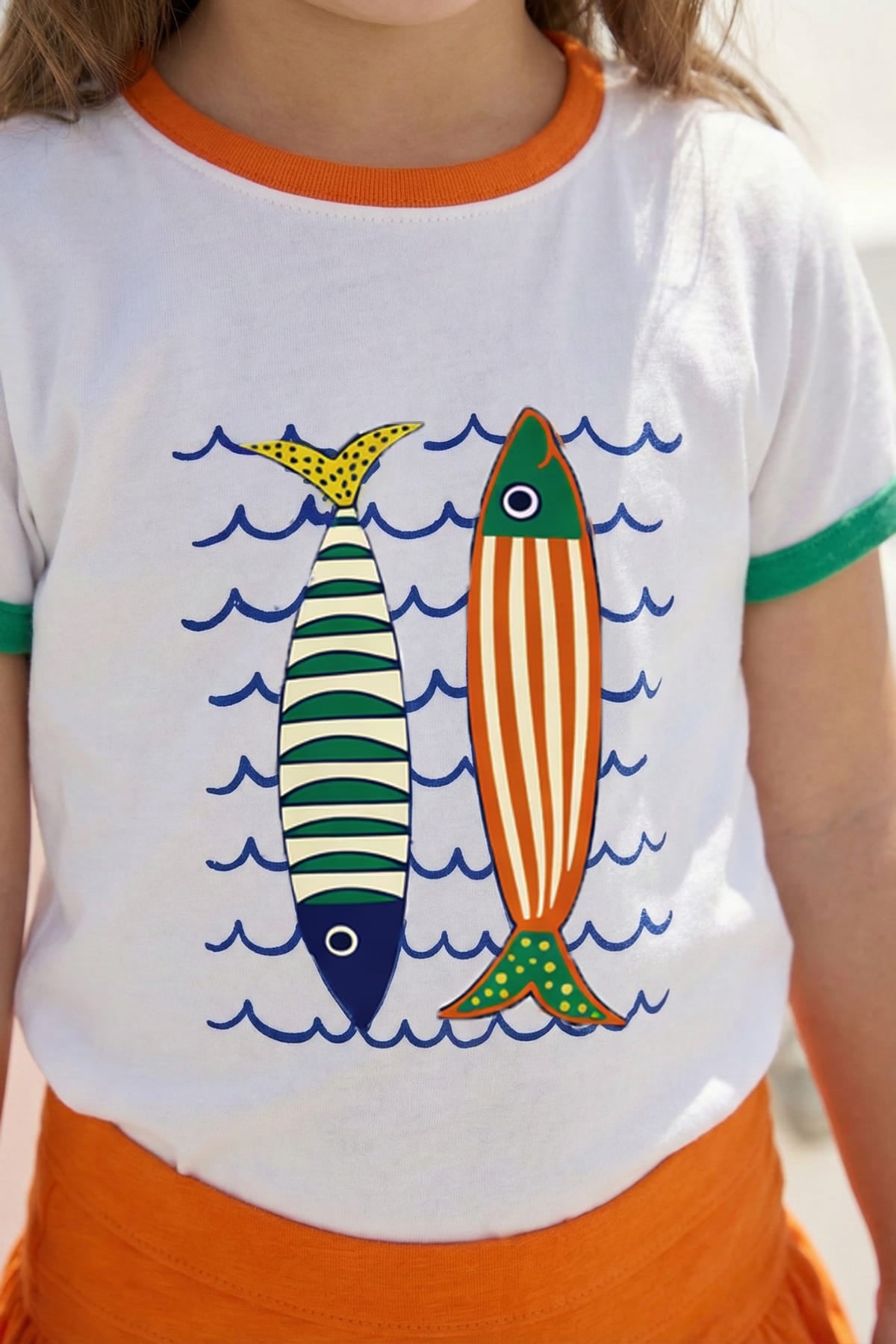 Kız Çocuk Baskılı T-shirt ve Etek Takım