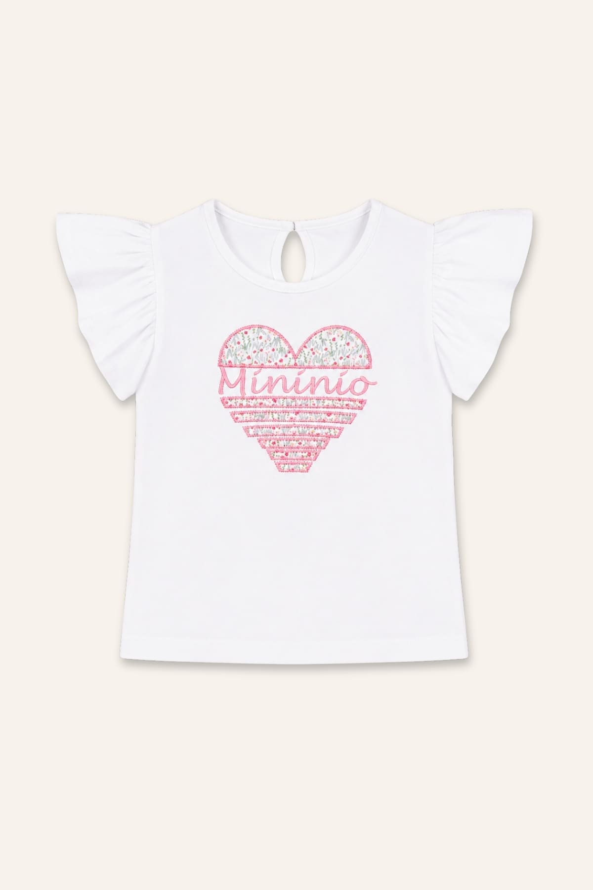 Kız Çocuk Kalp Nakışlı T-shirt