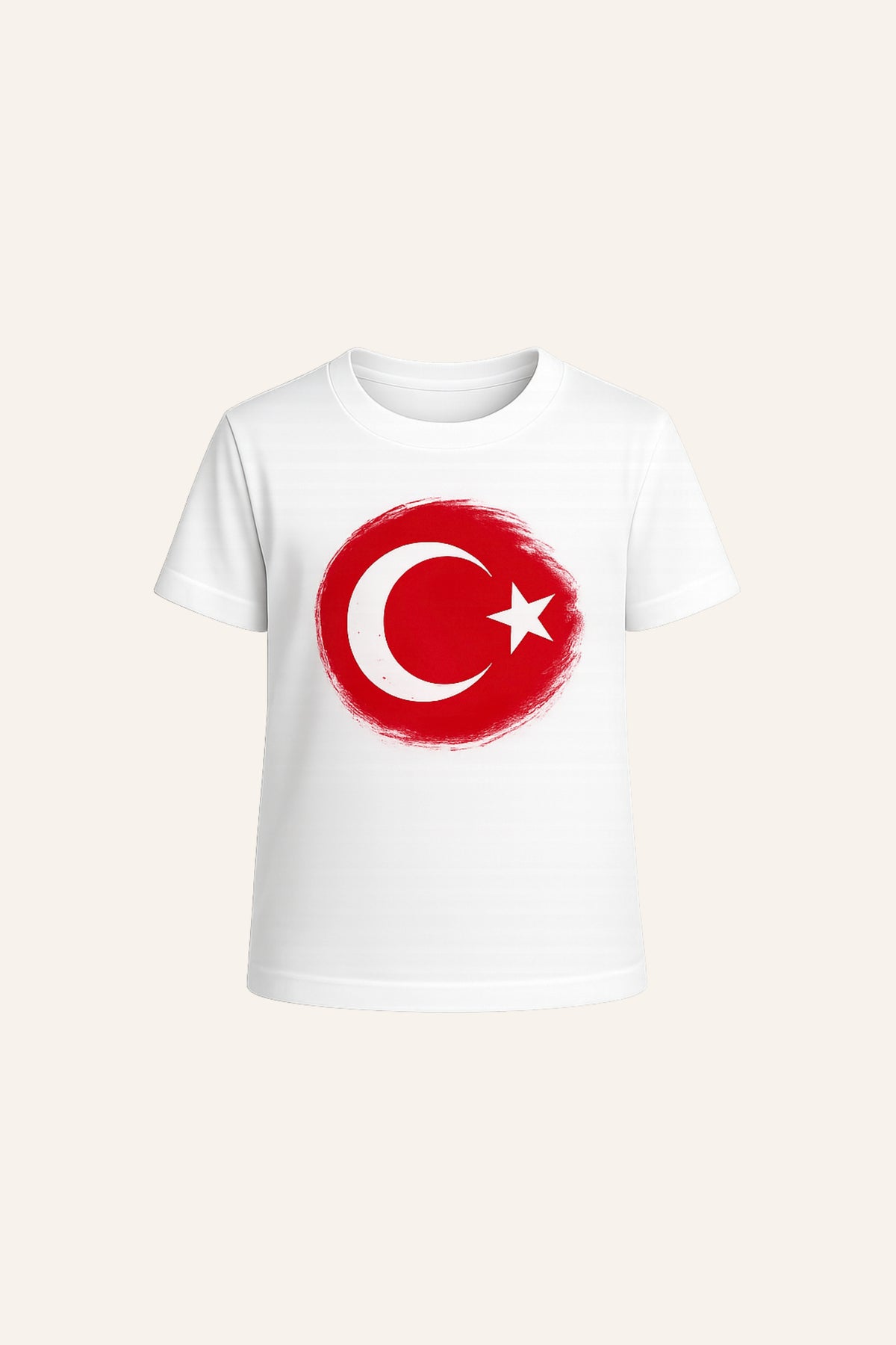 Kız Erkek Çocuk Ay Yıldız Baskılı Kısa Kol Tişört
