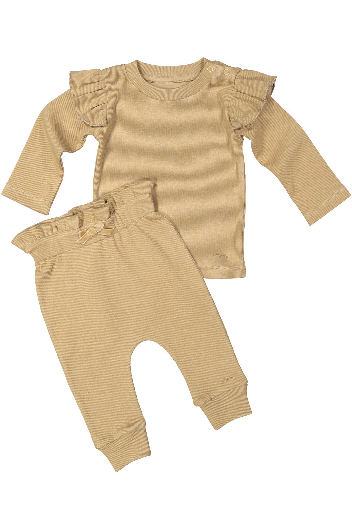 Kiz Bebek Gots Sertifikali %100 Organik Pamuk Firfirli Sweatshirt ve Pantolon Takim