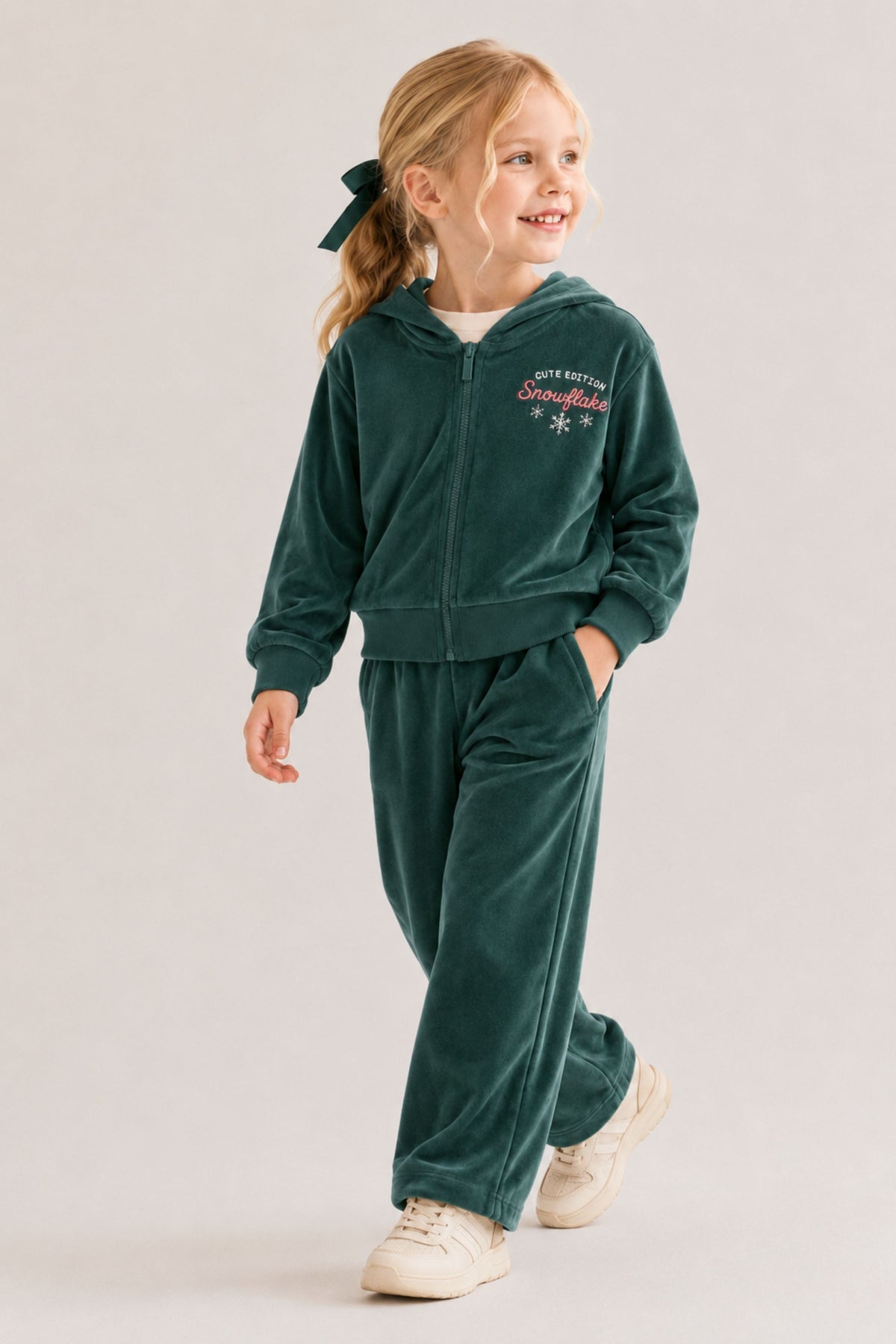 Kız Çocuk Kapşonlu Sweatshirt ve Pantolon