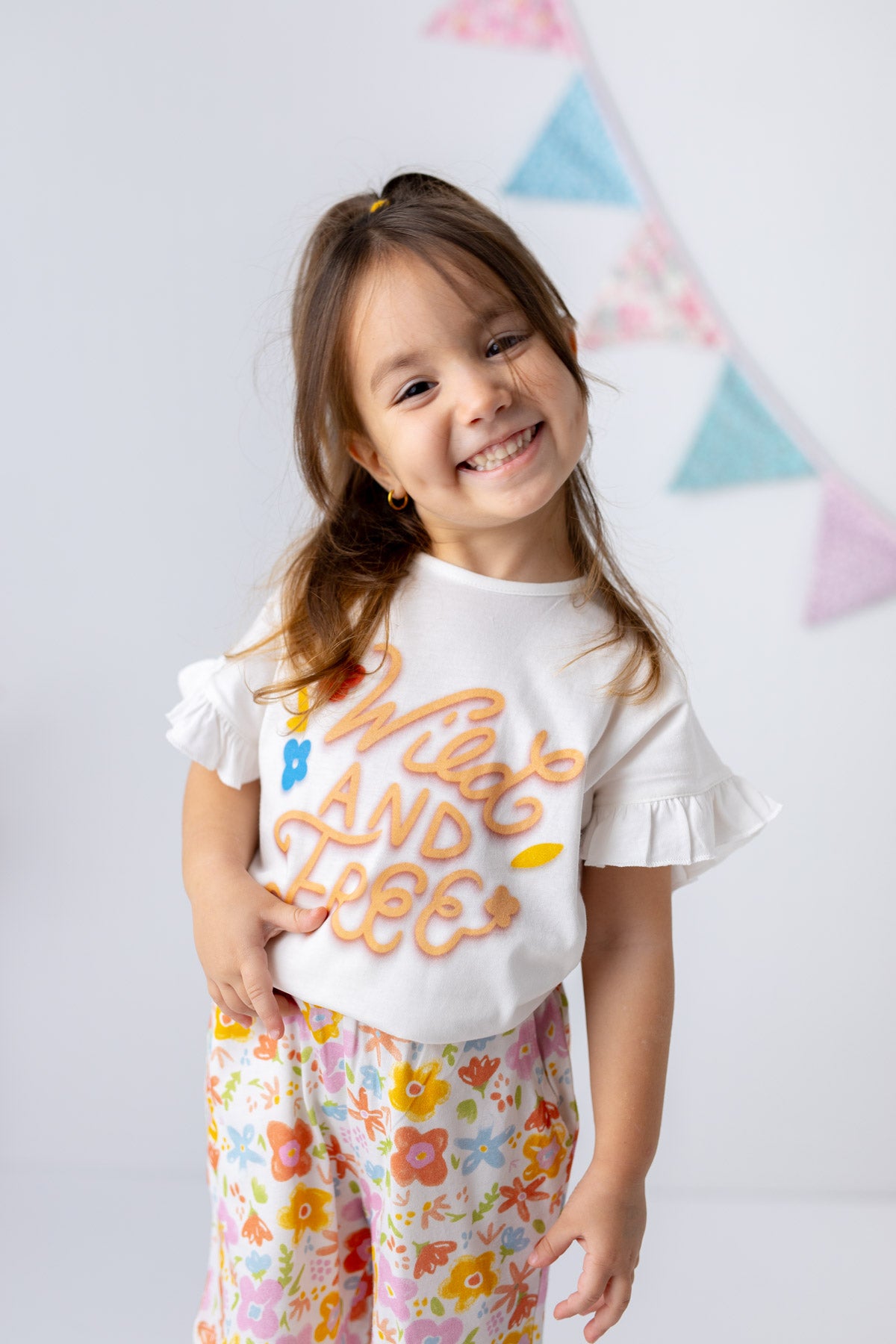 Kiz Çocuk Desenli Sort ve T-shirt Takim