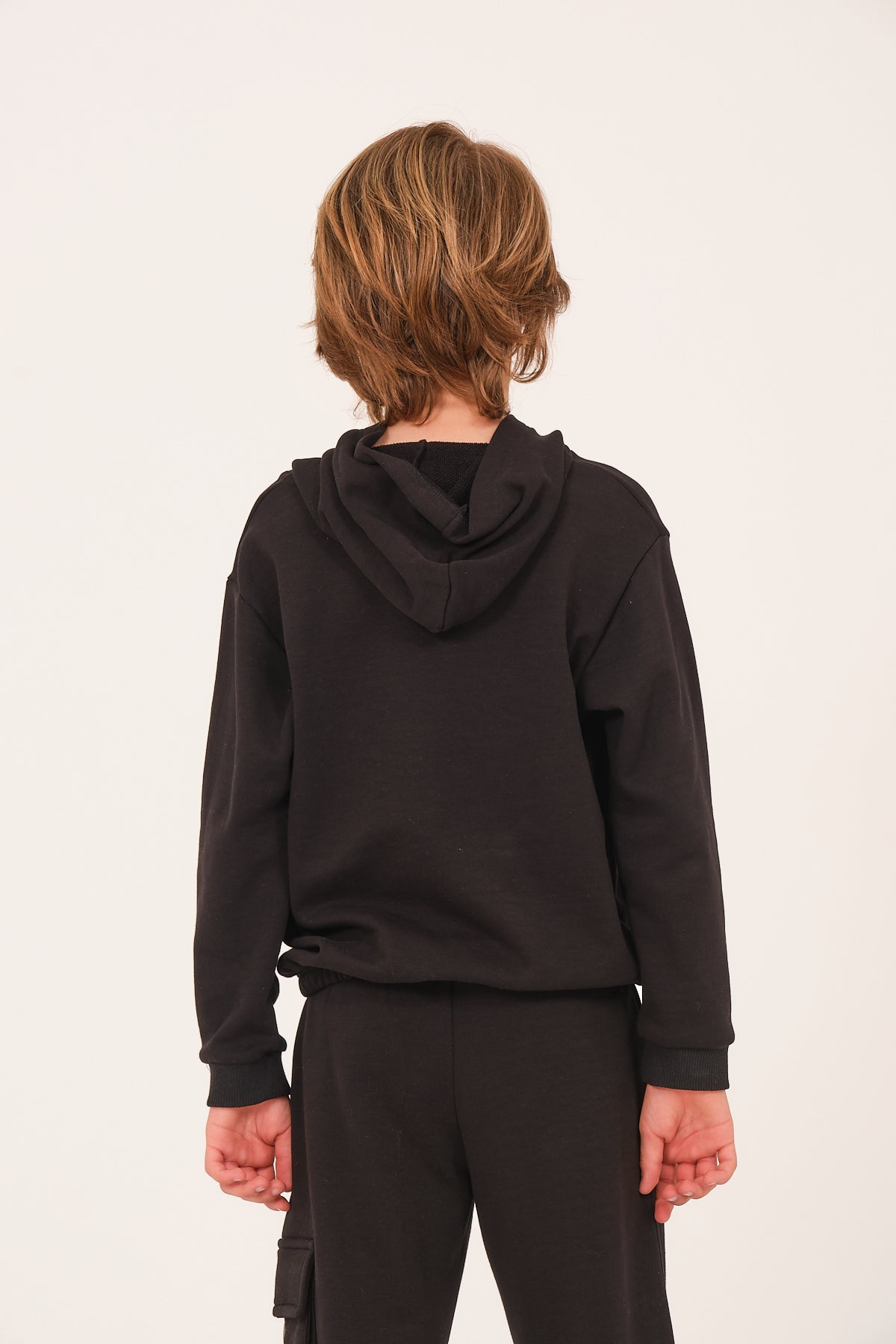 Kiz Erkek Çocuk Yazi Baski Detayli Kapüsonlu Sweatshirt