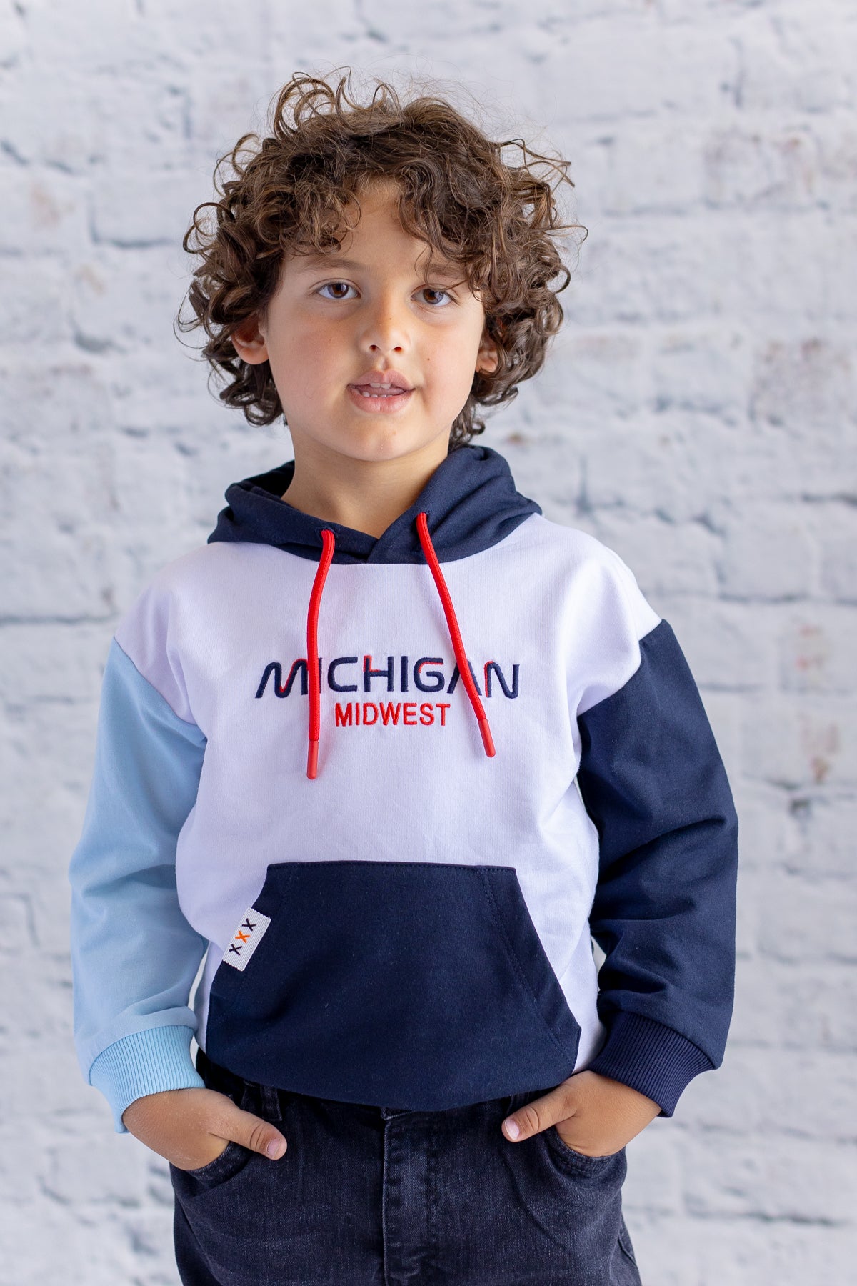 Erkek Çocuk Kapüşonlu Nakışlı Sweatshirt