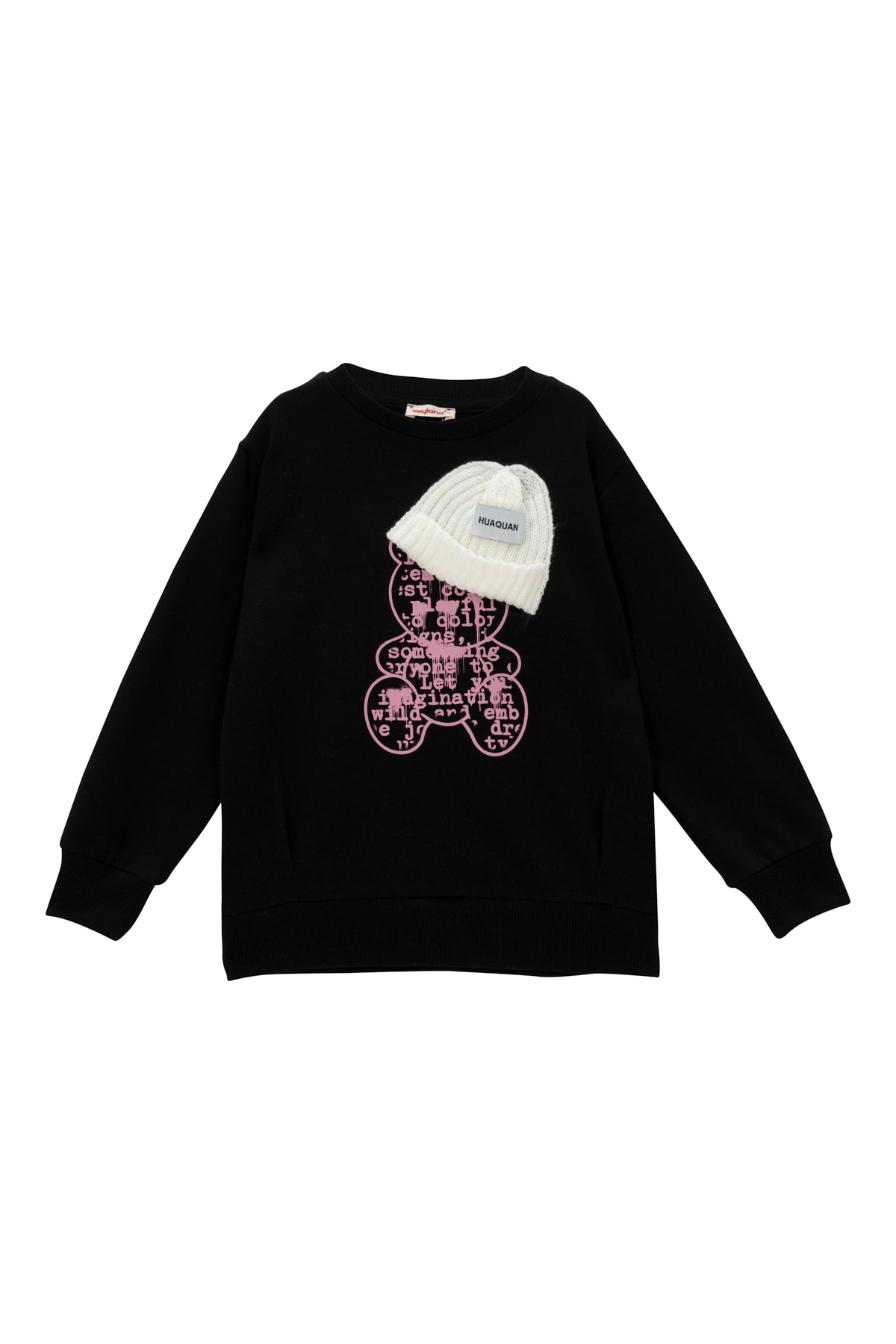 Kız Çocuk Ayı Baskı Şapka Aksesuarlı Sweatshirt