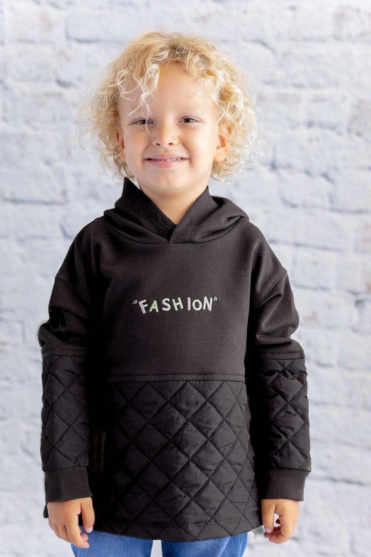 Kız Çocuk Nakış Detaylı Kapitoneli Sweatshirt