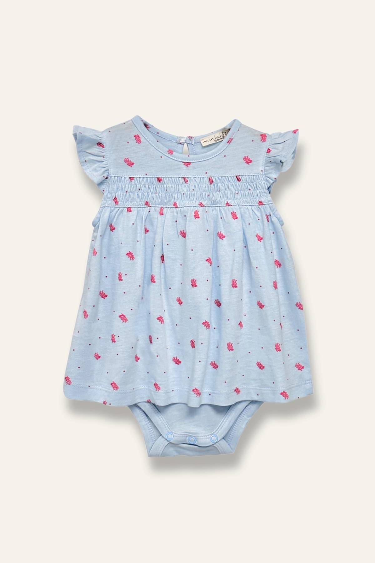 Kız Bebek Mercan Desenli Çıtçıtlı Body Elbise