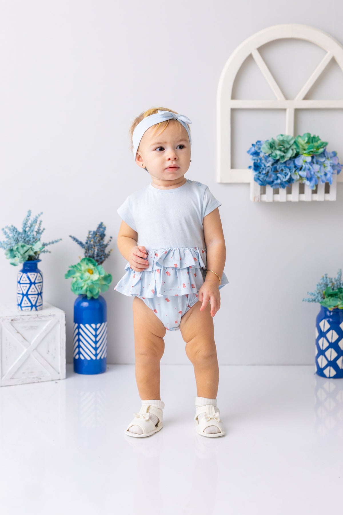 Kız Bebek Bandanalı Fırfırlı Çıtçıtlı Body