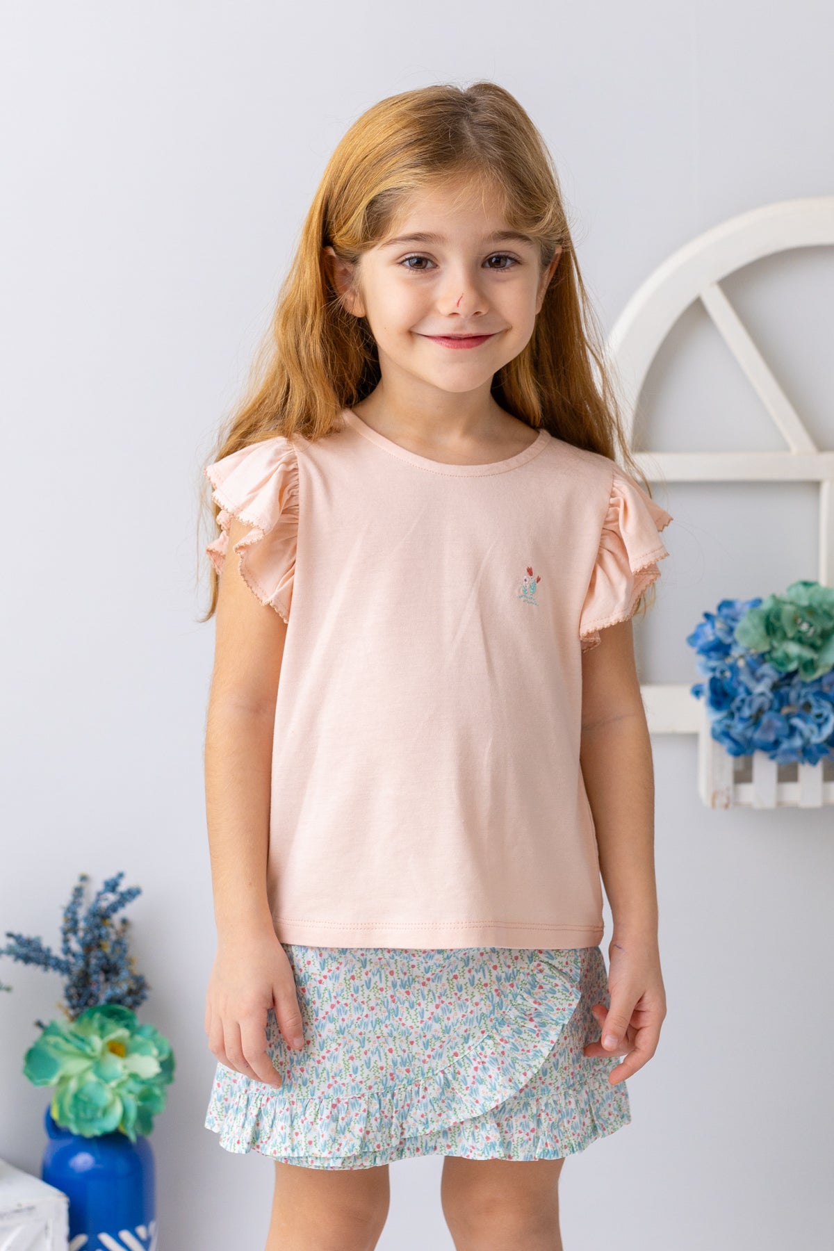 Kız Çocuk Kolu Fırfırlı T-shirt