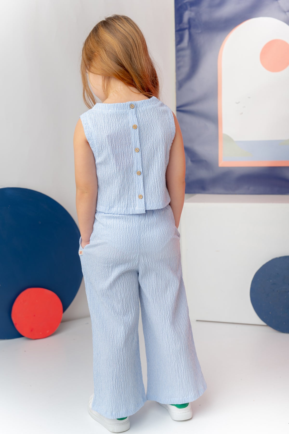 Kız Çocuk Çizgili Bluz Pantalon Takım