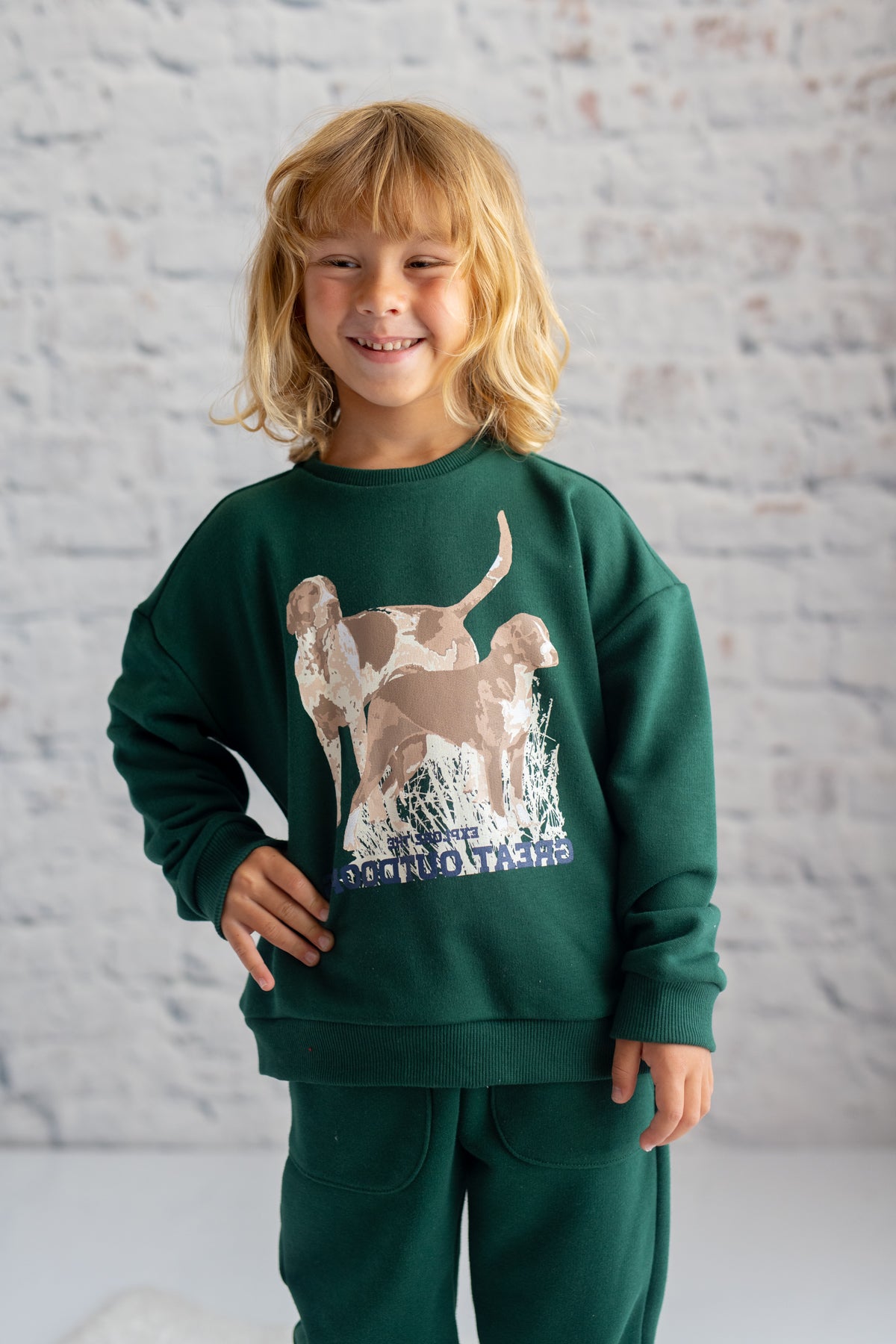 Kiz Erkek Çocuk Pembe Yazi Baskili Sweatshirt