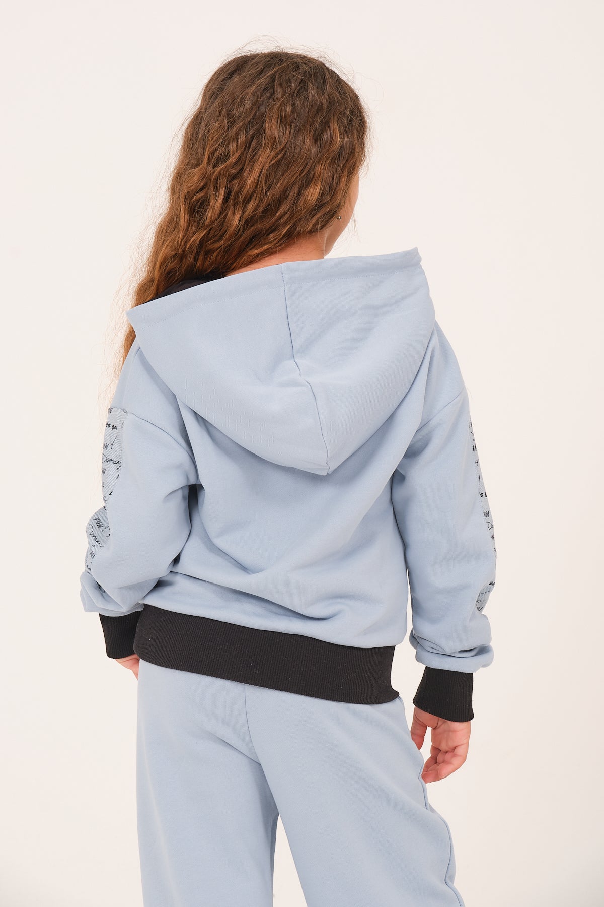 Genç Kız Çocuk Yazı Baskılı Kapüşonlu Sweatshirt