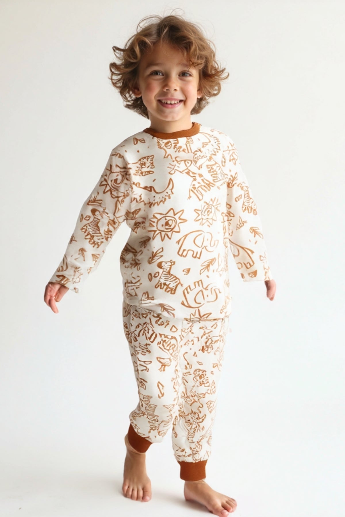 Kiz Erkek Çocuk Desenli Pijama Takimi
