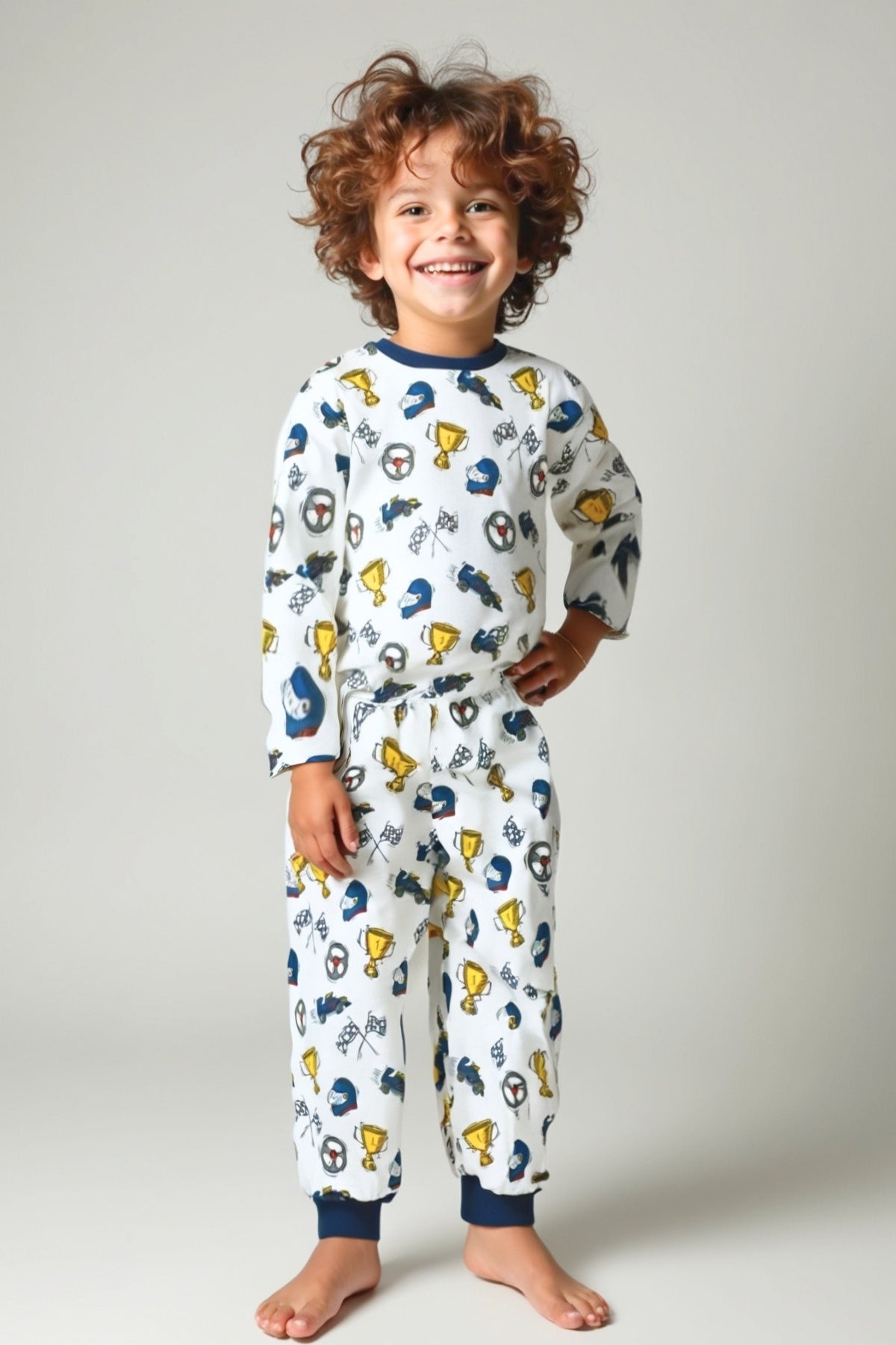 Kiz Erkek Çocuk Desenli Pijama Takimi