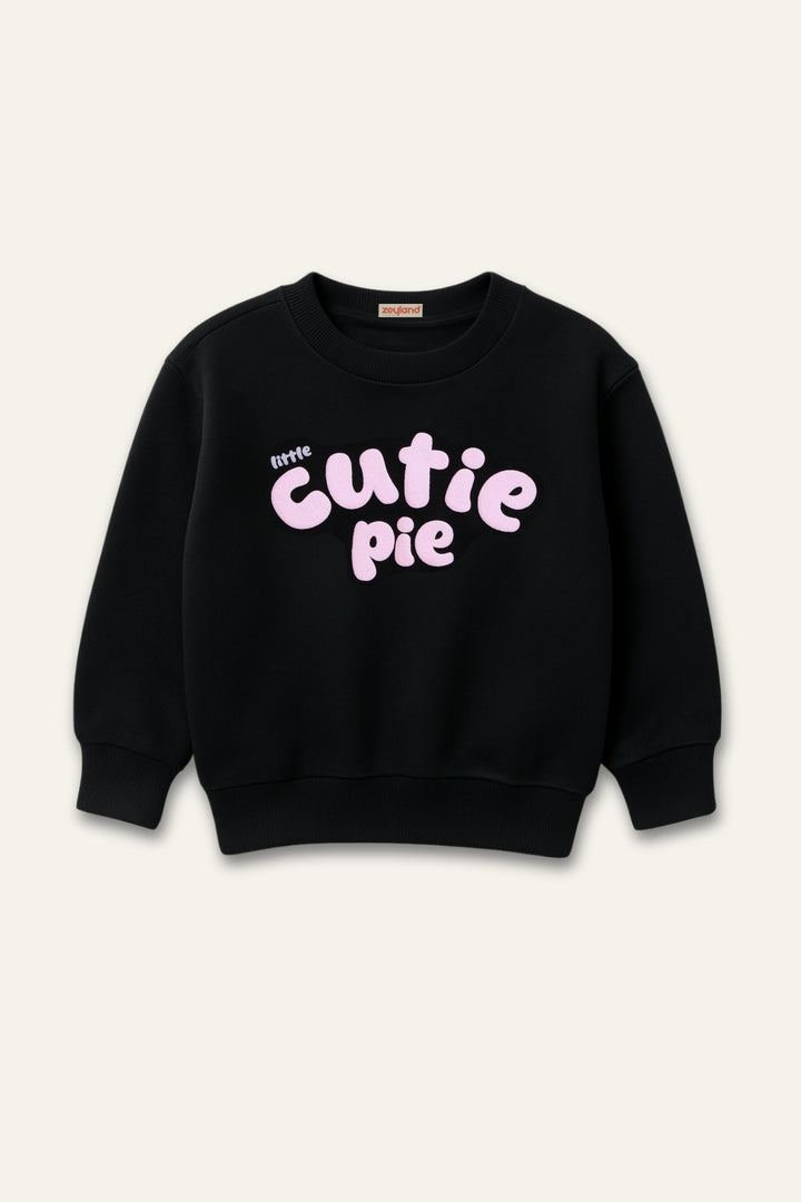 Kız Çocuk Kabartma Baskılı Sweatshirt