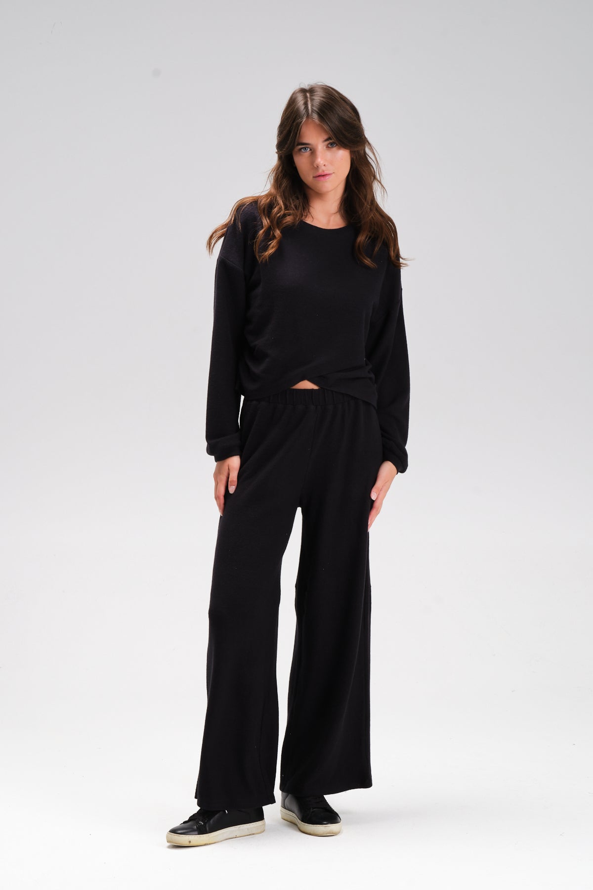 Kadın Kruvaze Büzgülü Crop İkili Takım