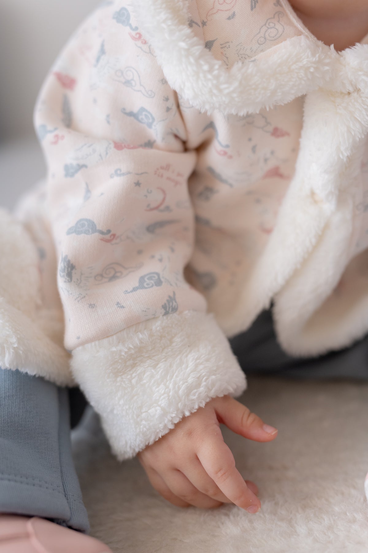 Kız Bebek Peluş Detaylı Üçlü Takım