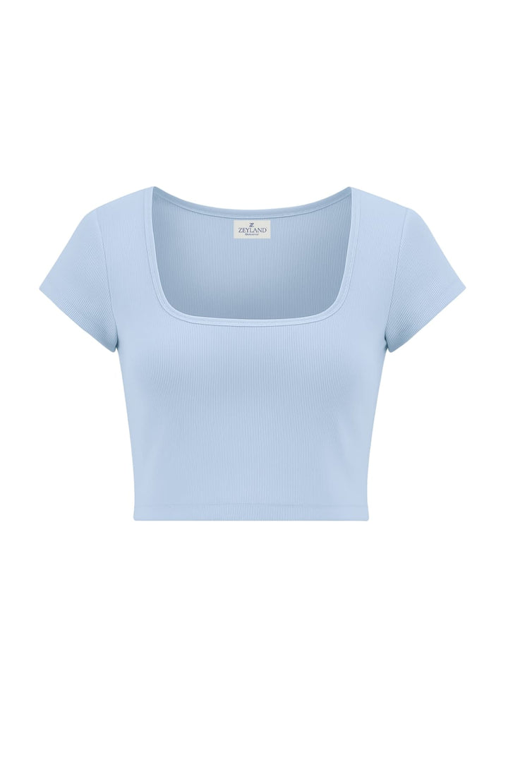 Kadın Kare Yaka Crop T-shirt