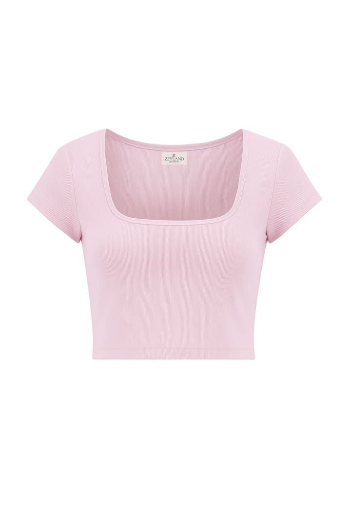 Kadın Kare Yaka Crop T-shirt