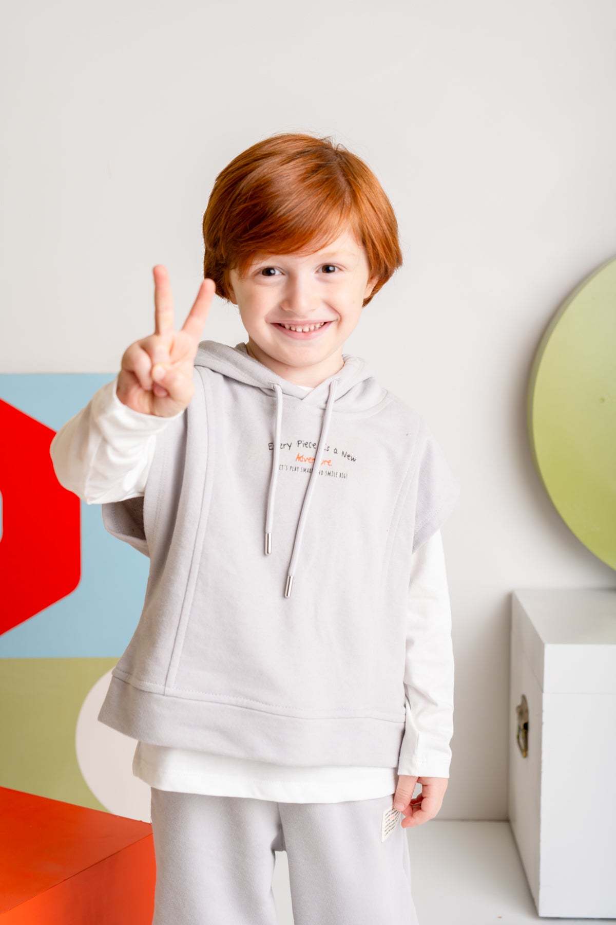 Kiz Erkek Çocuk Kapsonlu Kisa Kol Sweatshirt