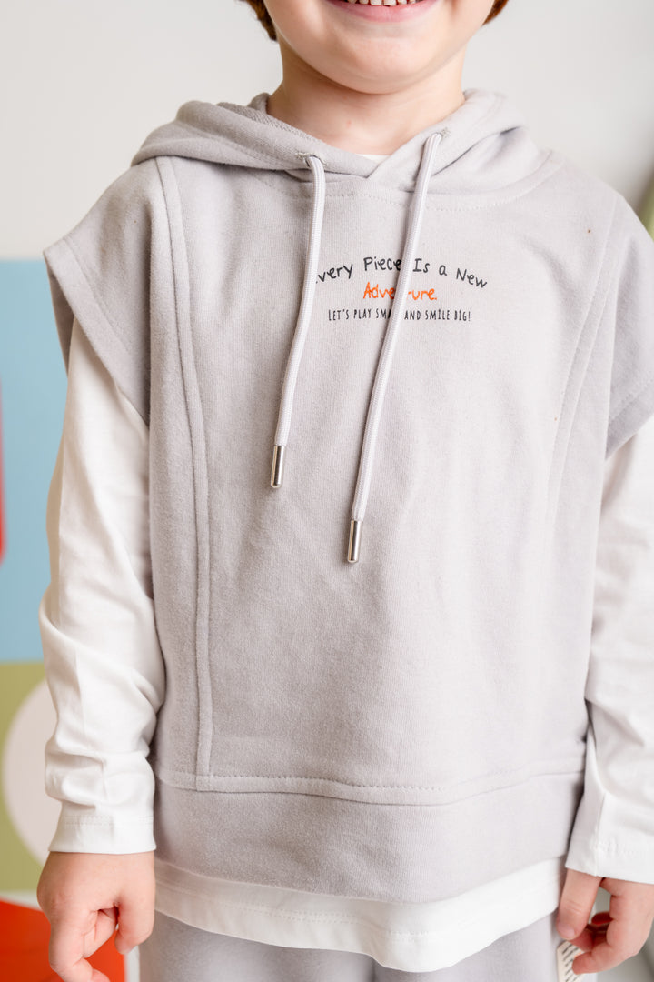 Kiz Erkek Çocuk Kapsonlu Kisa Kol Sweatshirt