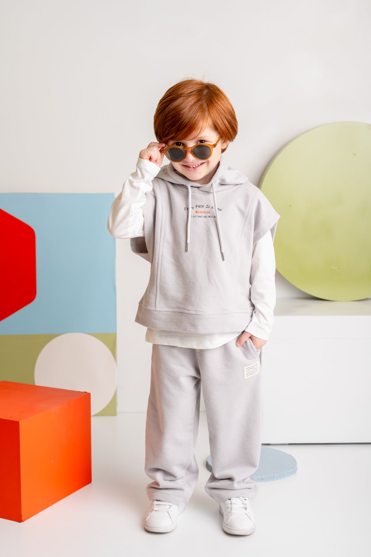 Kiz Erkek Çocuk Kapsonlu Kisa Kol Sweatshirt