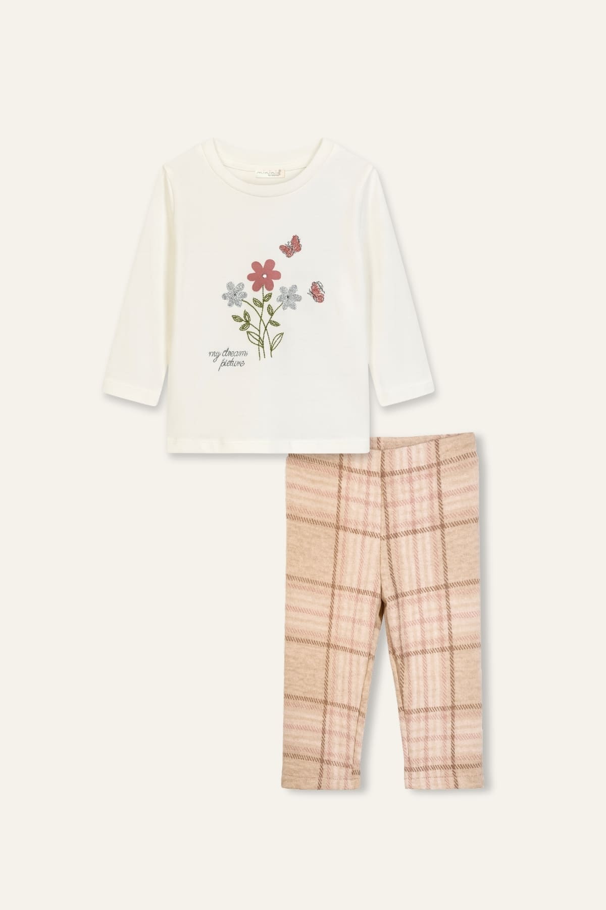 Kız Bebek Nakış Detaylı T-shirt Tayt Takım