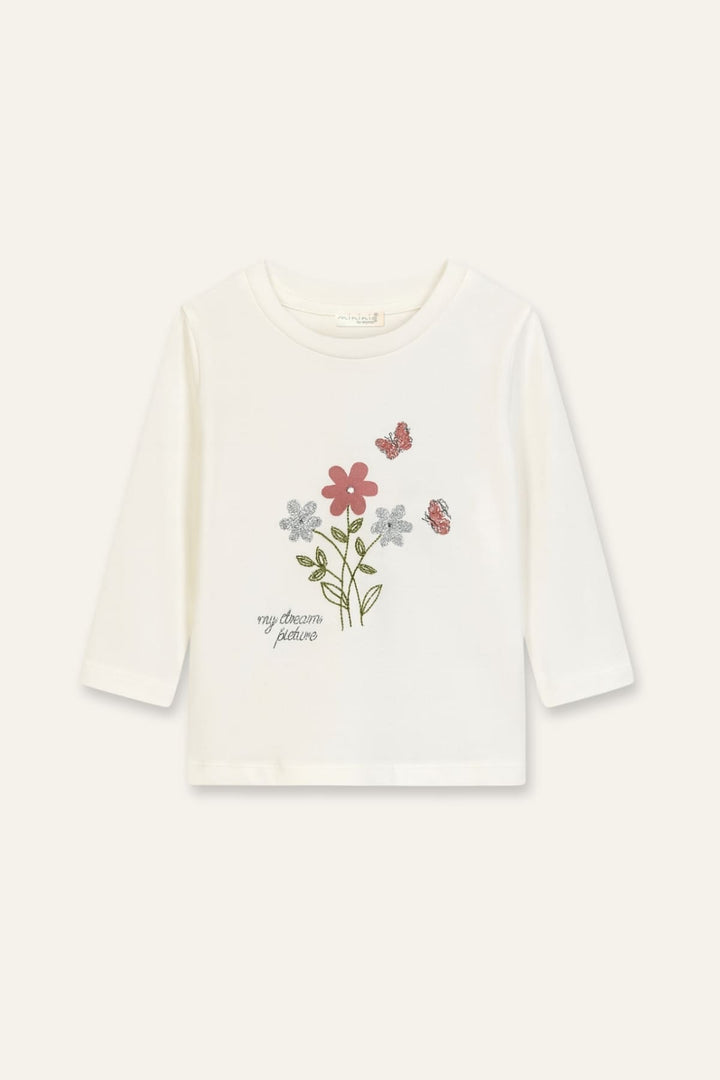 Kız Bebek Nakış Detaylı T-shirt Tayt Takım