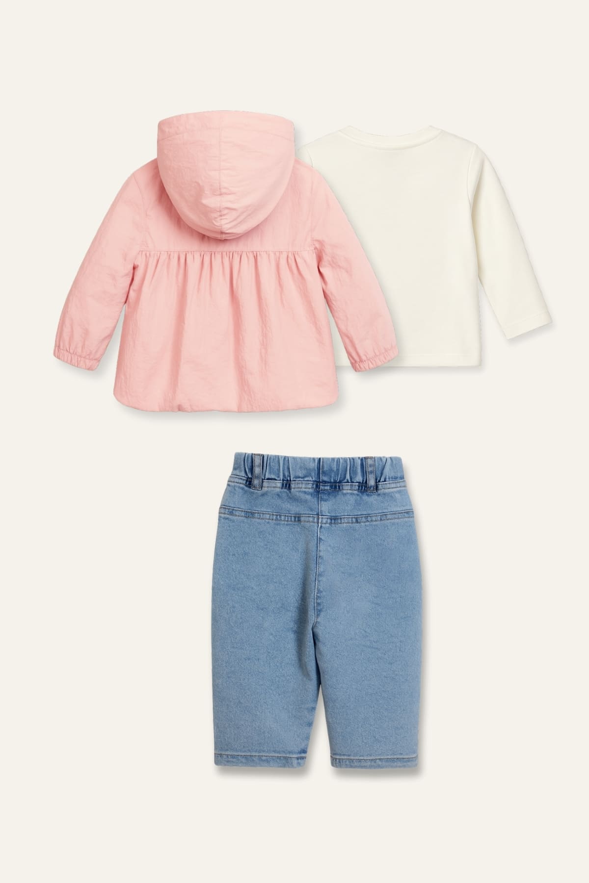 Kız Bebek Yağmurluk Detaylı 3 lü Takım