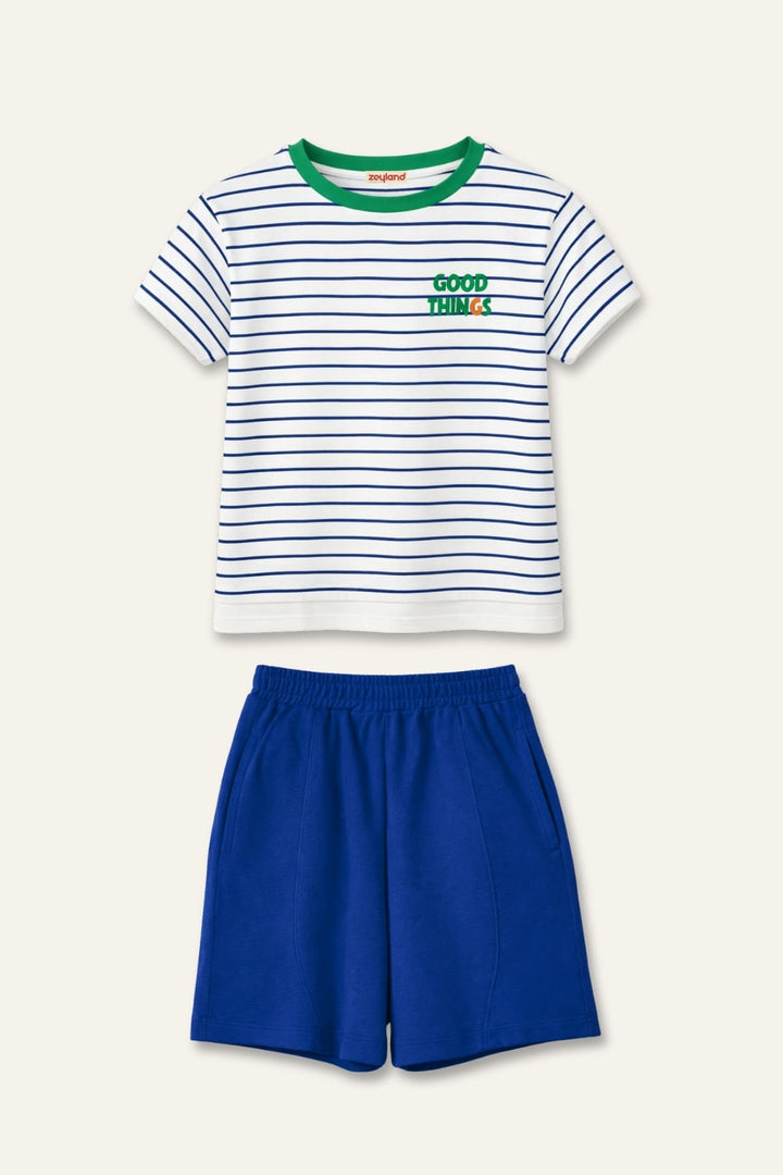 Erkek Çocuk Çizgili T-shirt ve Şort Takım