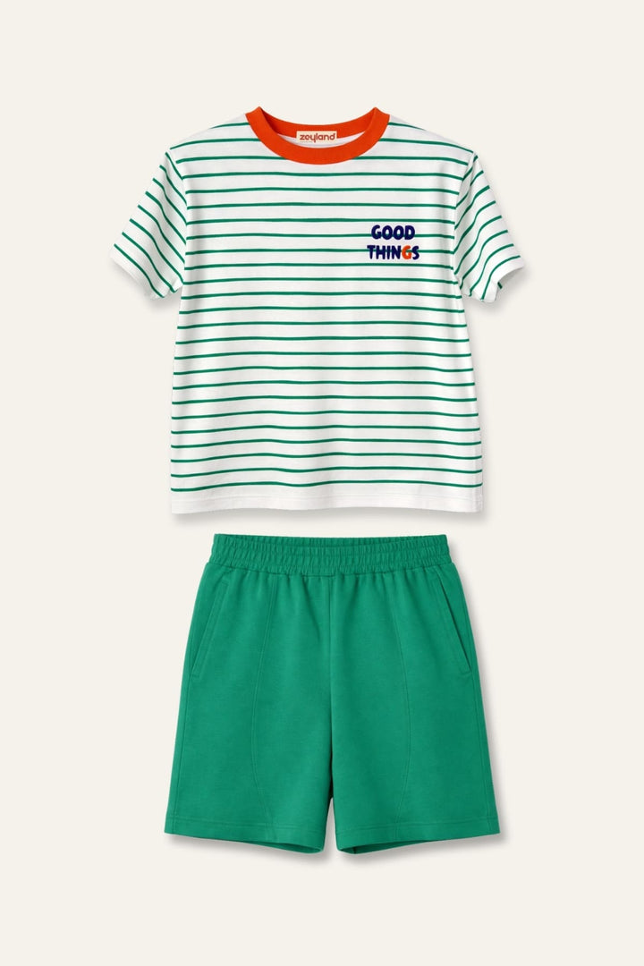 Erkek Çocuk Çizgili T-shirt ve Şort Takım