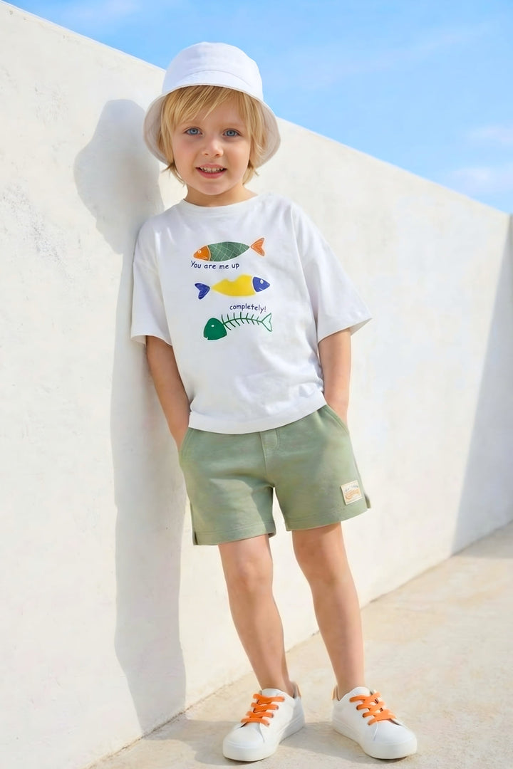 Erkek Çocuk Baskılı T-shirt ve Şort Takım