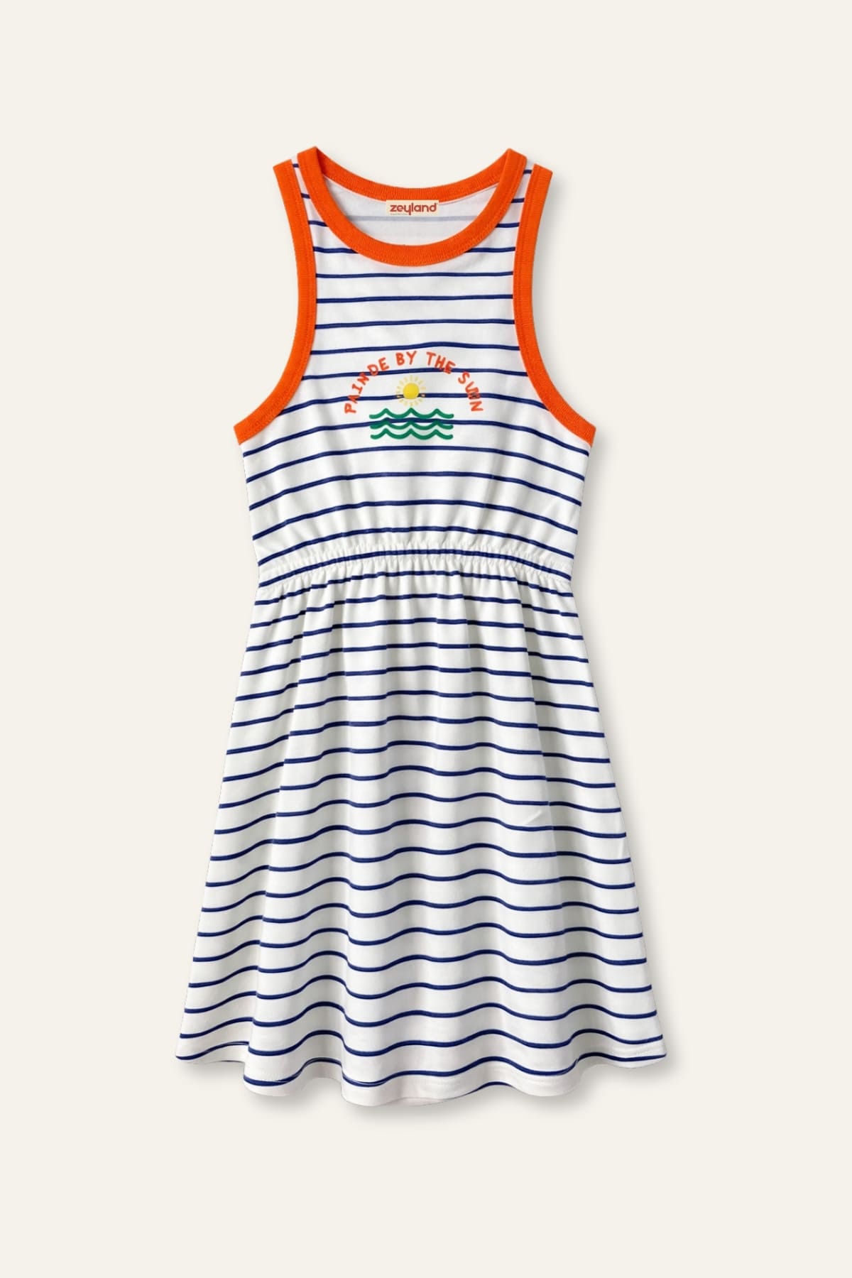 Kız Çocuk Çizgili Halter Yaka Elbise