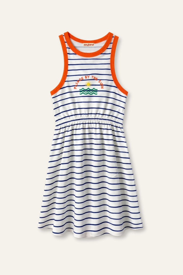 Kız Çocuk Çizgili Halter Yaka Elbise