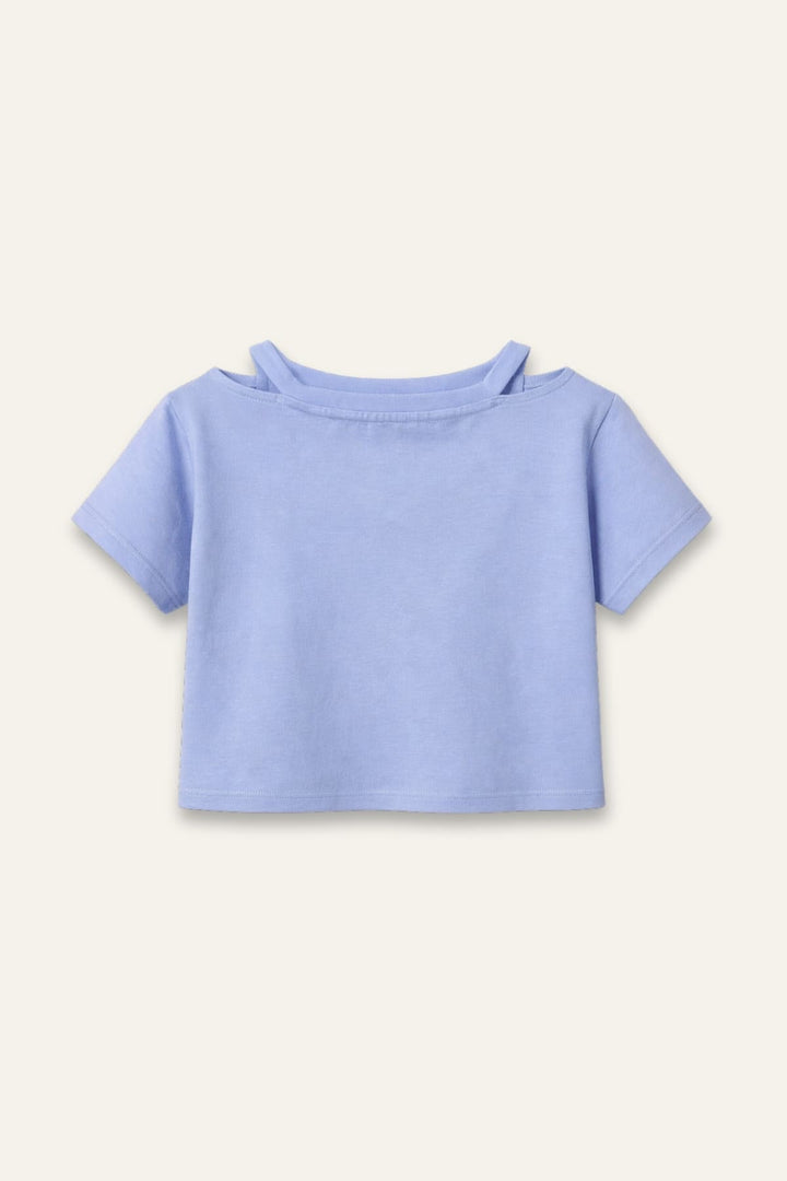 Kız Çocuk Yaka Detaylı T-shirt