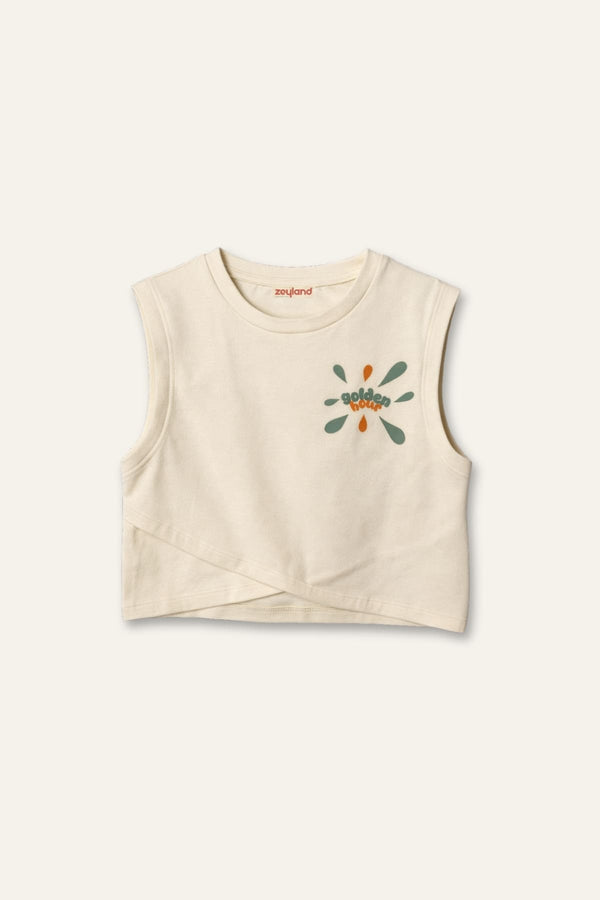 Kız Çocuk Baskılı Kolsuz T-shirt