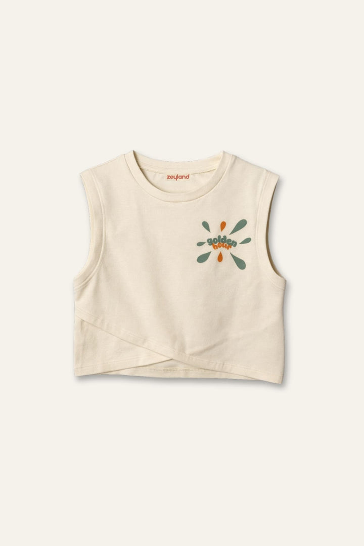 Kız Çocuk Baskılı Kolsuz T-shirt