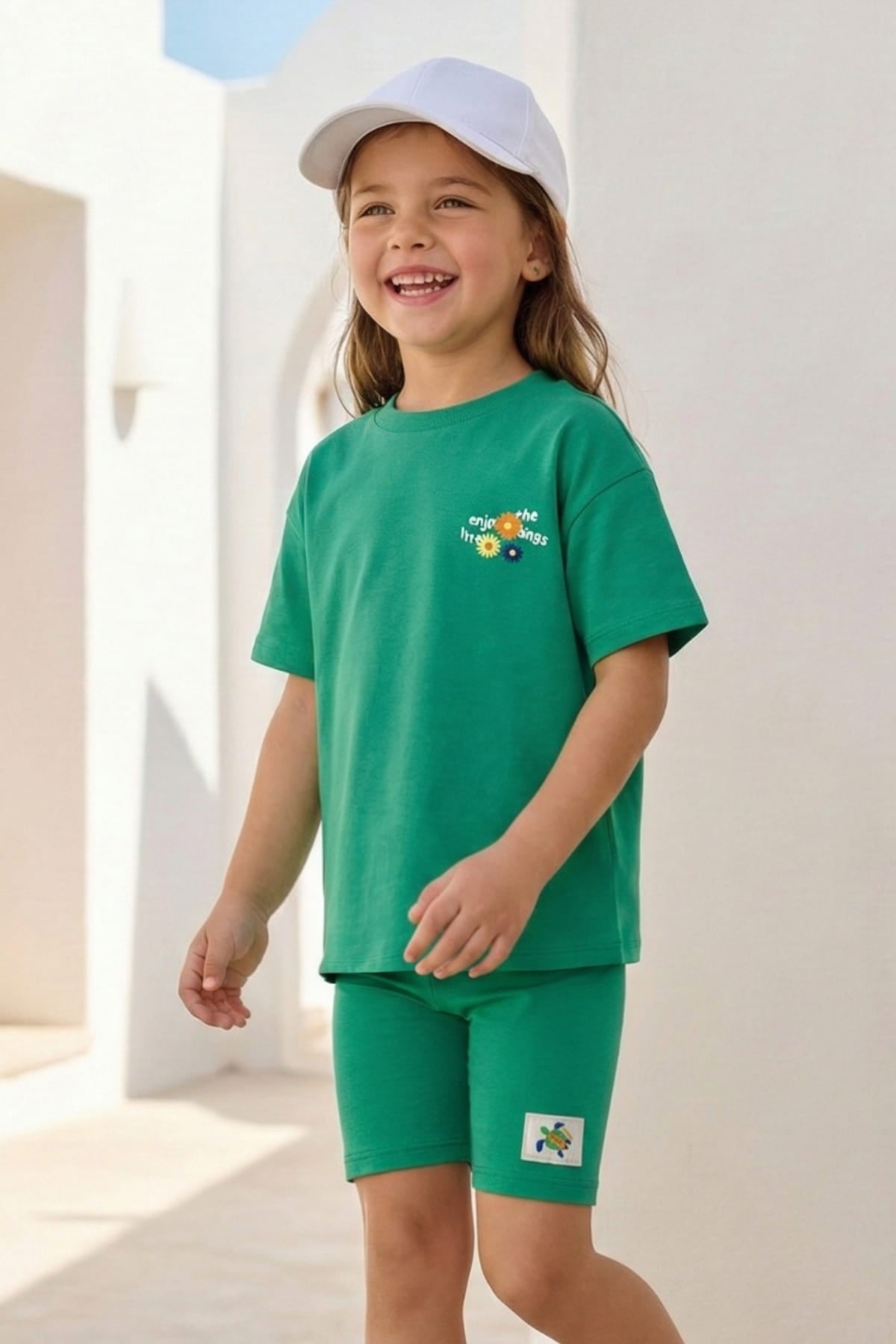Kız Çocuk Baskılı T-shirt ve Tayt Takım
