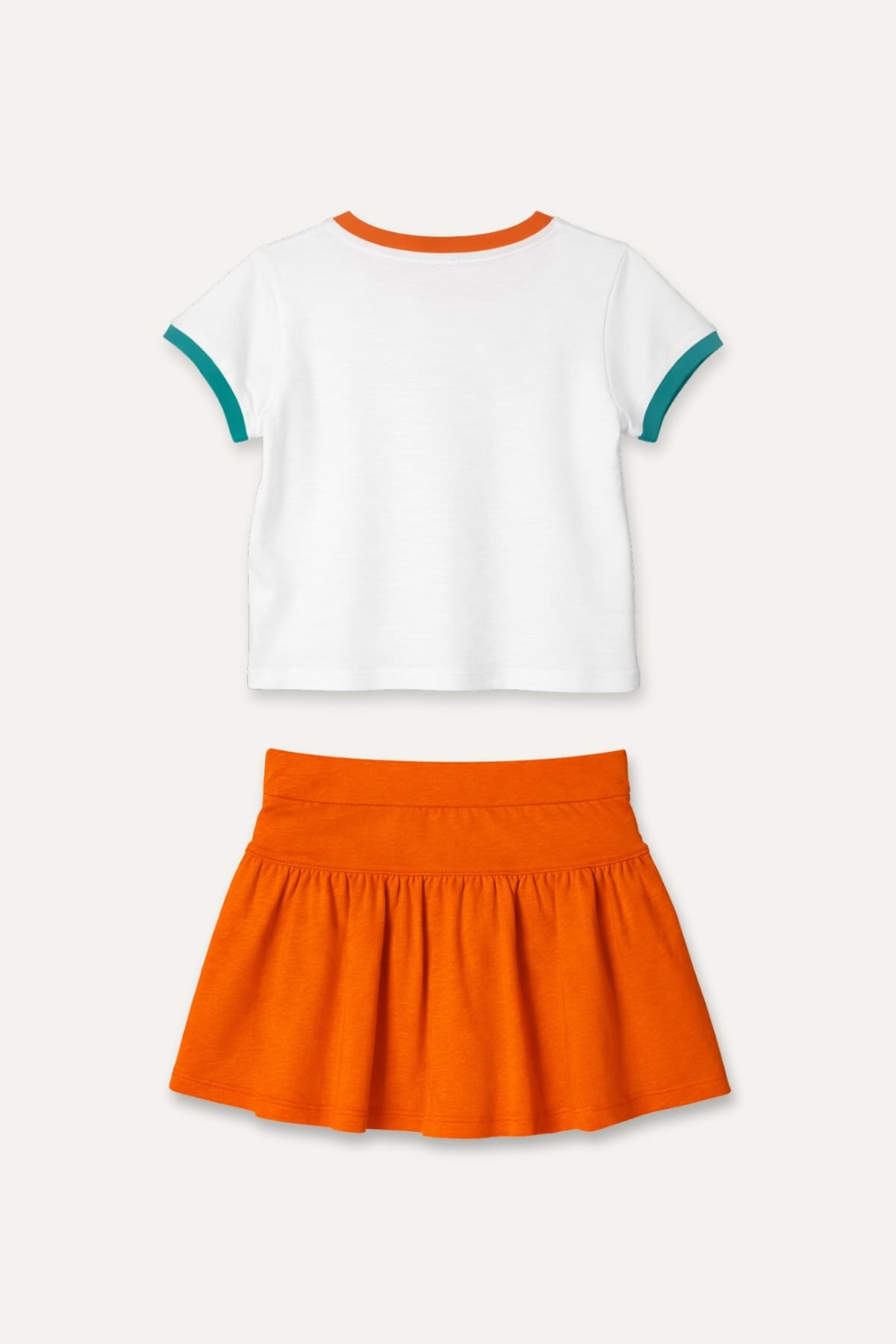Kız Çocuk Baskılı T-shirt ve Etek Takım