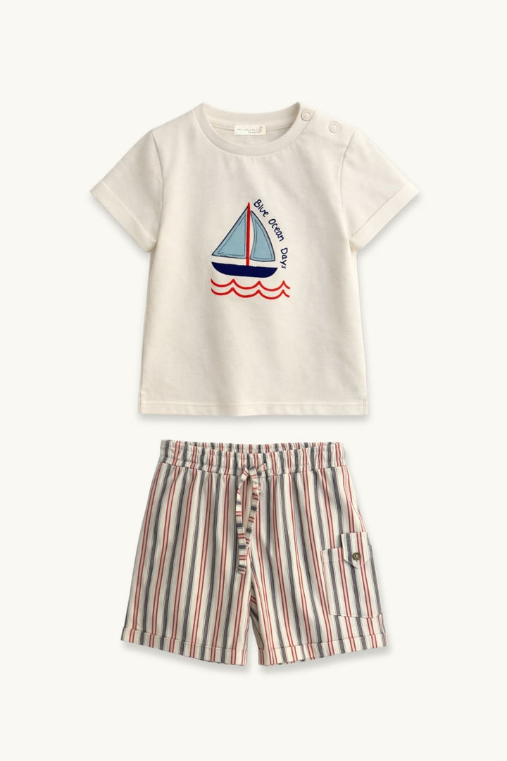 Erkek Bebek Baskı Ve Nakışlı T-shirt ve Şort Takım
