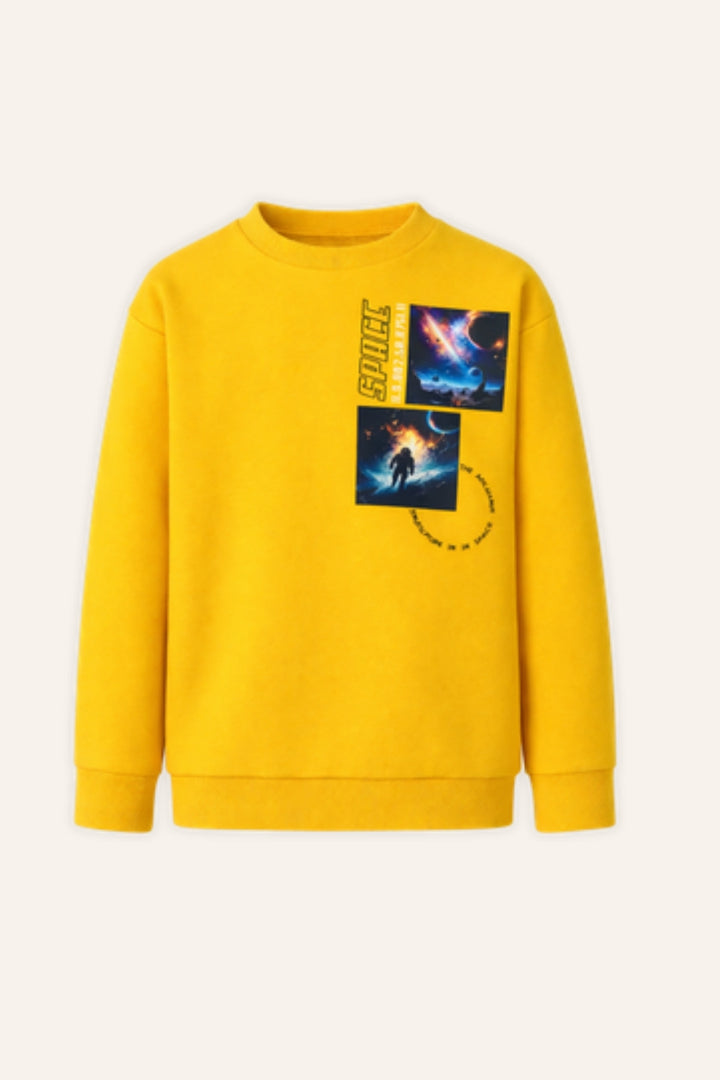 Erkek Çocuk Uzay Baskılı Basic Sweatshirt