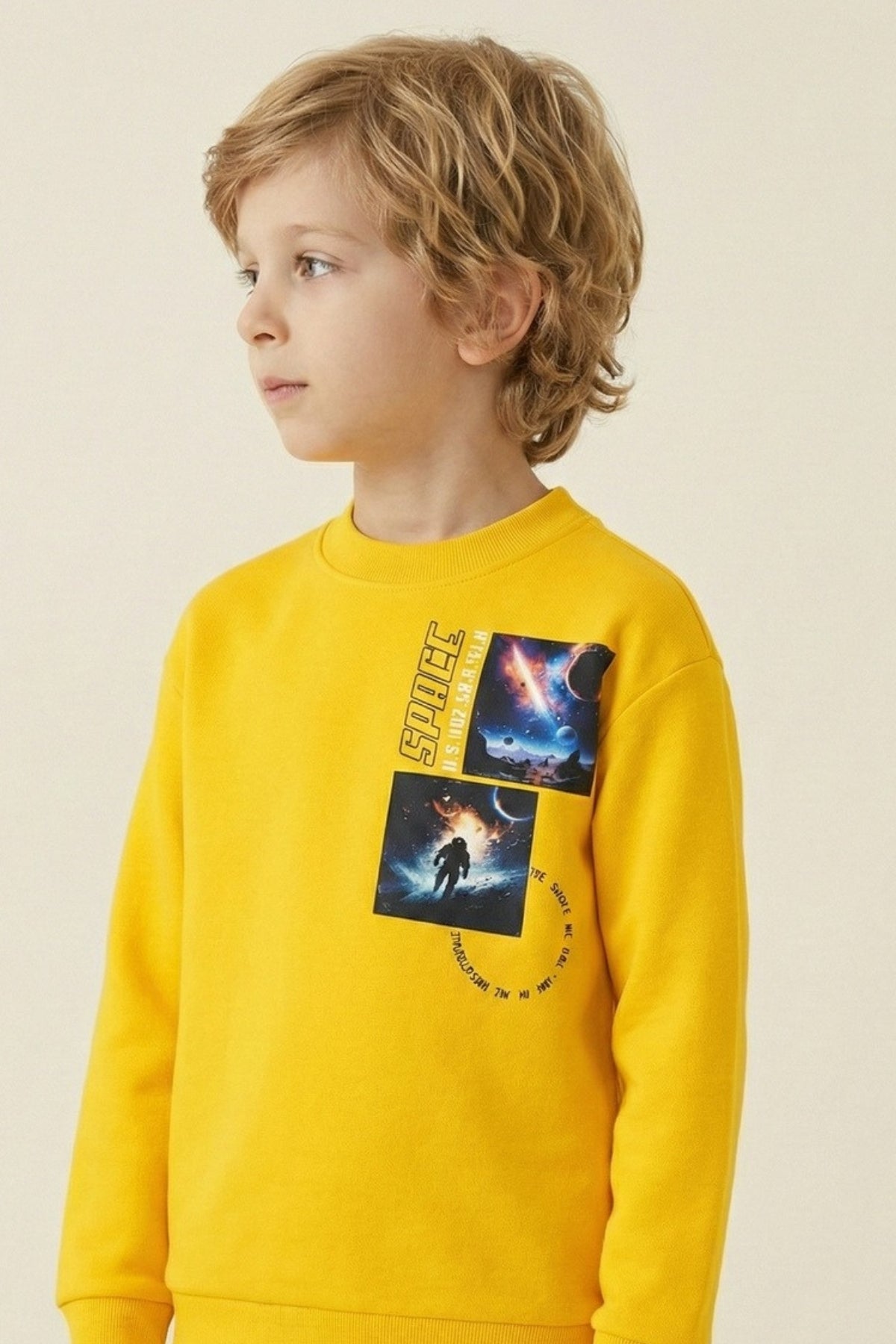 Erkek Çocuk Uzay Baskılı Basic Sweatshirt