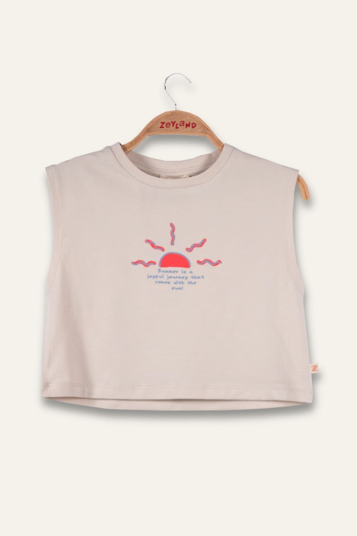 Kız Çocuk Hawaı Baskılı Kolsuz T-Shirt