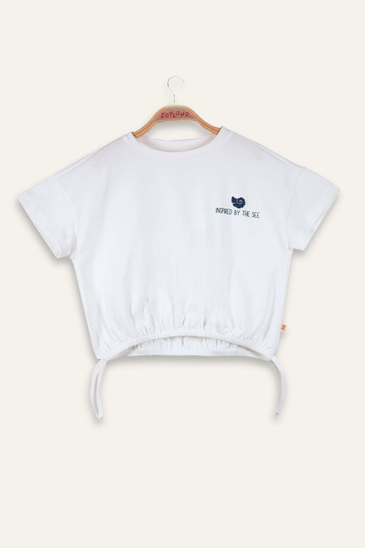 Kız Çocuk Hawai Baskılı Crop T-Shirt