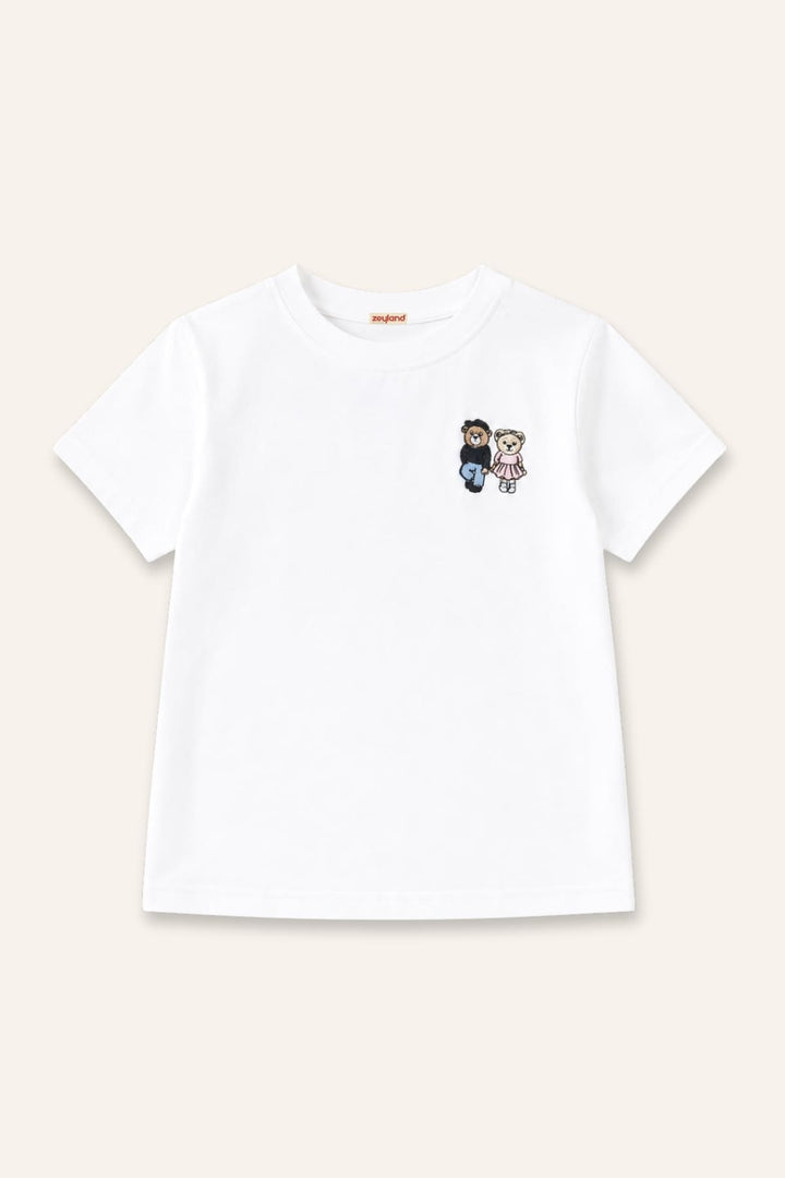 Kız Çocuk Nakış Detaylı Kısa Kollu T-Shirt