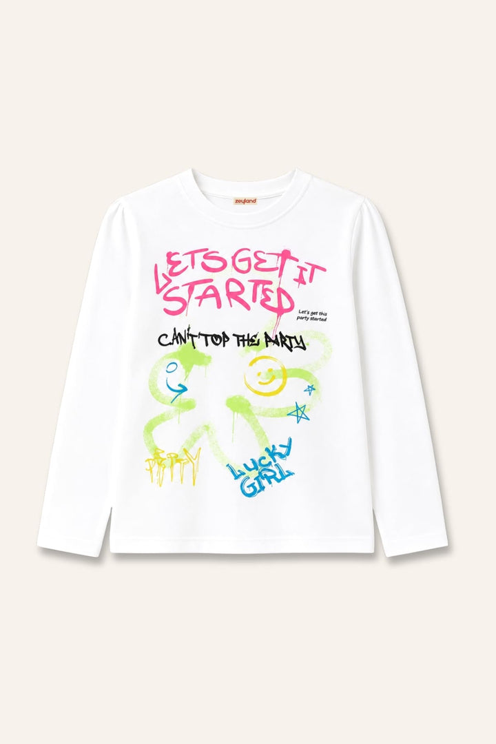Kız Çocuk Baskılı Uzun Kollu T-Shirt