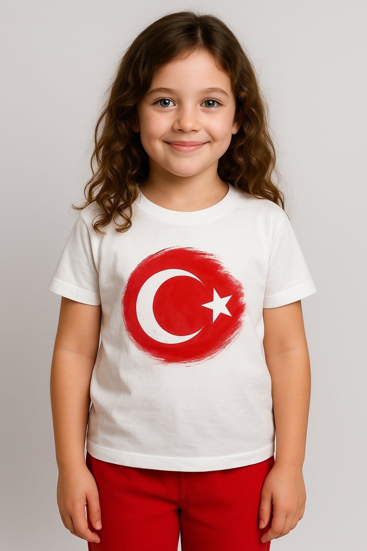 Kiz Erkek Çocuk Ay Yildiz Baskili Kisa Kol T-shirt