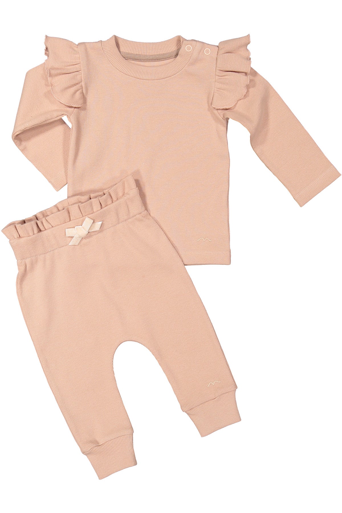 Kiz Bebek Gots Sertifikali %100 Organik Pamuk Firfirli Sweatshirt ve Pantolon Takim